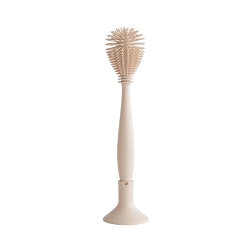 mushie Baby Bottle Brush | Soft Silicone with Suction Base (Shifting Sand) - color: Shifting Sand