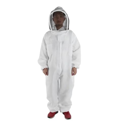 Beekeeping Clothes Cotton Hooded Beekeeping Suit Veil Hat Jacket Protective Coverall Full Body Cover Beekeepers(XL) - size: X-Large