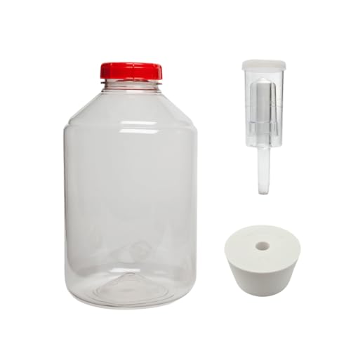 FastRack 3 Gallon PET Wide Mouth Fermonster with Airtight Lid, #10 Drilled Stopper & Twin Bubble Airlock | BPA-Free, Food-Grade | Large Primary Fermenter for Home Brewing, Wine & Beer – 1 Pack