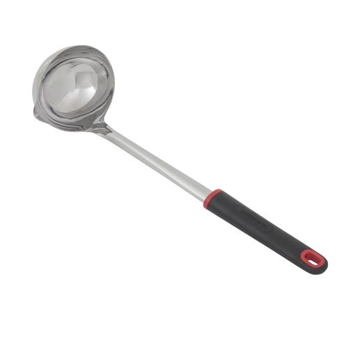 Farberware Stainless Steel Soup Ladle with Pour Spout, 12.5-Inch Kitchen Ladle Spoon for Soups, Stews, and Sauces - Dishwasher Safe Serving Ladle