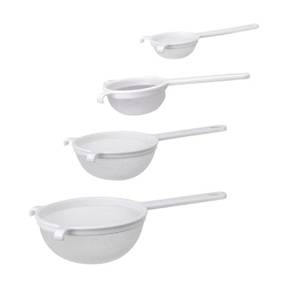 HIC Kitchen Double-Ear Fine Mesh Strainers, BPA Free, Set of 4 Sizes Includes 3, 4, 5.5, and 7-Inch Diameter - color: Double-Ear Fine Mesh White, size: Set of 4 (3-Inch, 4-Inch, 5.5-Inch, 7-Inch)