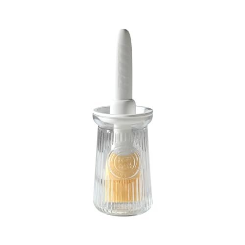 Oil Dispenser with Brush - Glass Olive Oil Dispenser for Kitchen, 3 IN 1 Oil Dispenser Bottle with Silicone Basting Brush for Cooking Vinegar Sauce BBQ Grill Frying (White) - color: White, style: 1 Pack