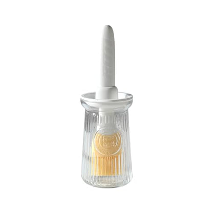 Oil Dispenser with Brush - Glass Olive Oil Dispenser for Kitchen, 3 IN 1 Oil Dispenser Bottle with Silicone Basting Brush for Cooking Vinegar Sauce BBQ Grill Frying (White) - color: White, style: 1 Pack