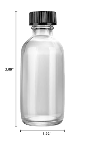 Restaurantware Vetri 2 Ounce Boston Glass Bottles, 48 Sample Bottles With Black Phenolic Caps - Dishwashable, Round, Clear Glass Bottle, For Potion, Juice, Ginger Shots, Whiskey, Liquids - color: Clear, size: 2 oz