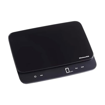 KitchenAid KQ917 High Capacity Glass Surface Digital Kitchen and Food Scale, 30 Pound Capacity and Precision, Grams, Ounces, Pounds, Fluid Ounces & Milliliters, LED, Tare Function, Black