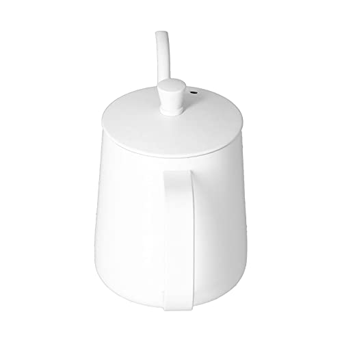 RiToEasysports 304 Stainless Steel Gooseneck Kettle with Thermometer Hole Coffee Pouring Pot Perfect for Hotels Restaurants, 8.6x5.4in (White 600ml) - color: White 600ml