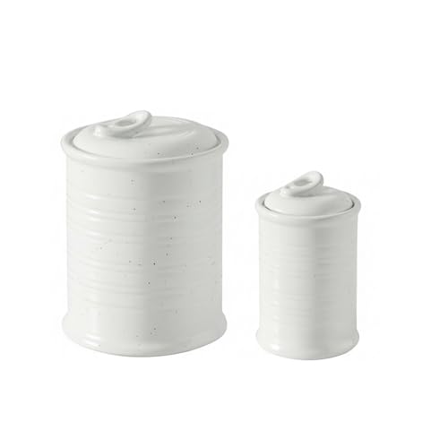 Nihow Food Storage Jar,Ceramic Canister Sets for The Kitchen,Set of 2,White | Air Tight Lid,For Flour/Sugar/Rice/Coffee/Cookies/Candy,Kitchen Counter Canister/Dishwasher Safe - color: Matte White, size: 96OZ ( 22 OZ + 74 OZ)