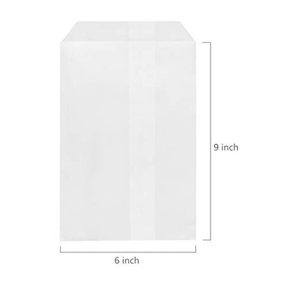 Quotidian White Flat Large Waxed Glassine Paper Sandwich Bags 6" x 9" (15 x 22.8cm) Pack of 100 - Grocery Snacks Popcorn Sandwiches Business - size: 6x9 Inch