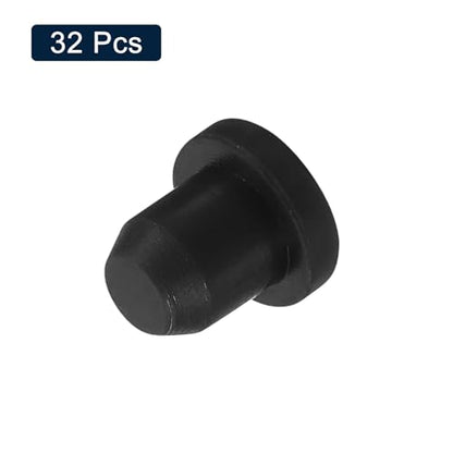 uxcell 32 Pieces Black Rubber Stopper, 6.5mm Plug Holes for 6-6.3mm/0.24-0.25" Hole - size: 6-6.3 mm
