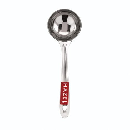 HAZEL Stainless Steel Ladle for Kitchen | 7.3 cm Dia Round Soup Serving Spoon | Heavy Duty Kitchen Spoodle for Cooking, Serving, Curry, Dosa, Gravy - size: Set of 1, style: Ladle