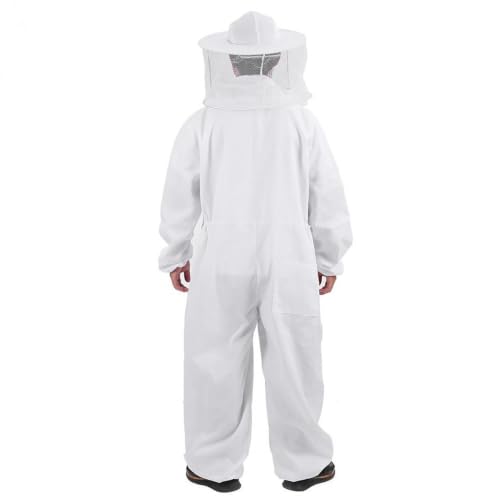 Beekeeping Suit - 100% Cotton | Full Body Bee Suit with Veil Hat | Protective Beekeeper Clothing | Anti Sting Jacket coveraall for Honey Harvesting Beekeeping Gear for Use