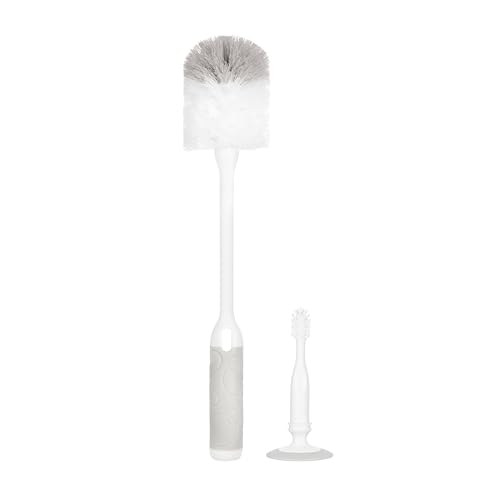Ubbi Deluxe 2-in-1 Baby Bottle Cleaning Brush Set, Gray | Includes Nipple Brush with Suction Cup, Standing Bottle Brush, Dishwasher Safe, Baby Registry Essential - color: Gray Deluxe Bottle Brush