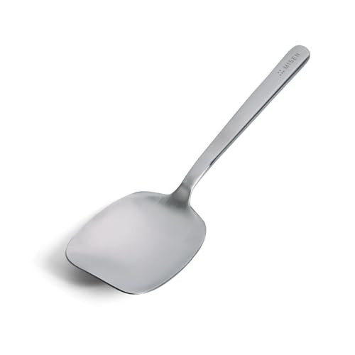 Misen Scraper Chef Spoon – Stainless Steel Cooking Spoon and Spatula Hybrid for Flipping Burgers Tossing Vegetables Scraping Pots Serving Casseroles and Everyday Kitchen Prep - style: Scraper Spoon