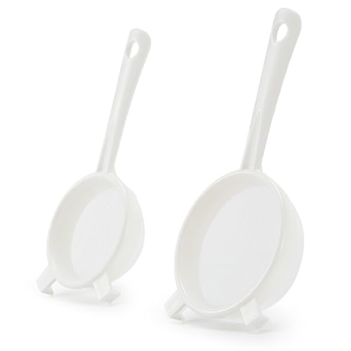 Luckyiren Kefir Strainer Set, Plastic Non-Metal Sieve with Fine Mesh, 3.15 and 3.94 Inch, for Mason Jars, Milk and Water Kefir, Kombucha - color: Ivory