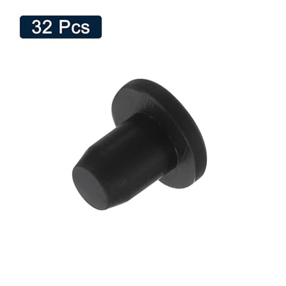 uxcell 32 Pieces Black Rubber Stopper, 5.3mm Plug Holes for 5mm/0.2" Hole - size: 5 mm