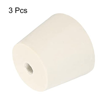 MECCANIXITY Rubber Tapered Plug 28mm to 37mm with 8mm Hole Test Tubes Bungs Stopper White for Lab Home 3 Pieces - size: 28mm to 37mm