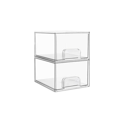Vtopmart 2 Pack Small Clear Stackable Storage Drawers,Acrylic Bathroom Makeup Organizer,Plastic Storage Bins for Vanity, Undersink, Kitchen Cabinets, Pantry, Home Organization - style: 2pack-Clear