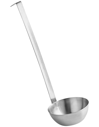 Stainless Steel Ladle, 16 oz – Heavy-Duty 2-Piece Construction, Long Handle, Hooked Design for Easy Storage – Perfect for Soup, Stew, Chili, Sauce, and Commercial Kitchens (1, 16 Oz) - size: 16 Oz