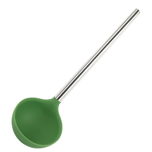 Tovolo Silicone Ladle With Stainless Steel Handle Deep Soup Ladle for Cooking Canning Serving Soup Punch Stew Sauce, Large Kitchen Utensil Spoon Dishwasher Safe BPA Free Silicone Pesto Green - color: Pesto