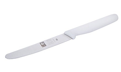 ICEL 4.25 Inch Straight Edge Round Tip Paring Knife, High Carbon German Stainless Steel Blade, Factory-Sharp Edge, Non-Slip Textured White Polypropylene Handle - color: White