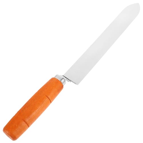 BESTonZON Beekeeping Uncapping Knife Stainless Steel and Wood Honey Scraper Tool 13.4 Inch Efficient Cutting Flat Scraper for Manual Honey Extraction in Beekeeping Random Color