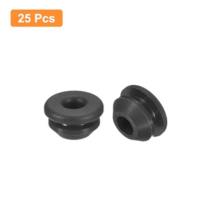 UXcell 25pcs Silicone Round Locking Snap-in Hole Stoppers for 6.5-7mm Metal Tube, Furniture End Caps, Black - size: 6.5-7mm