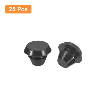 uxcell 25Pcs Silicone Plugs, Rubber Round Snap in Locking Hole Plugs for 5-5.5mm Hole, Hole Stoppers Waterproof Hole Plug for Metal Tube, Furniture End Caps Inserts, Black - size: 5-5.5mm