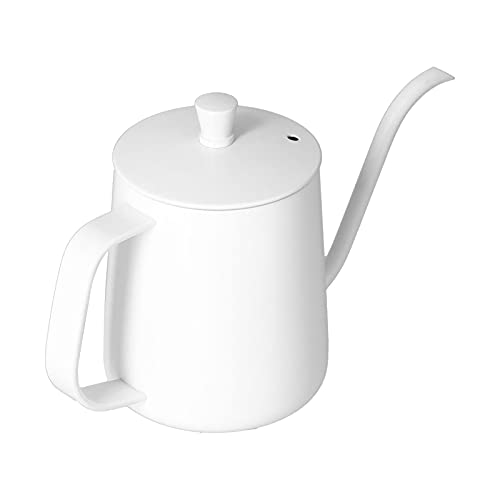 RiToEasysports 304 Stainless Steel Gooseneck Kettle with Thermometer Hole Coffee Pouring Pot Perfect for Hotels Restaurants, 8.6x5.4in (White 600ml) - color: White 600ml