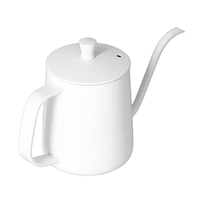 RiToEasysports 304 Stainless Steel Gooseneck Kettle with Thermometer Hole Coffee Pouring Pot Perfect for Hotels Restaurants, 8.6x5.4in (White 600ml) - color: White 600ml