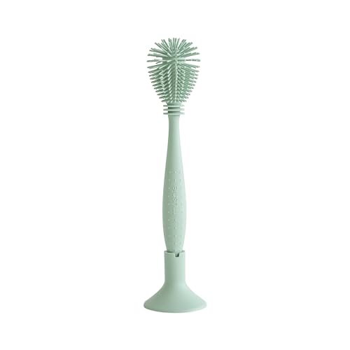 mushie Baby Bottle Brush | Soft Silicone with Suction Base (Cambridge Blue) - color: Cambridge Blue