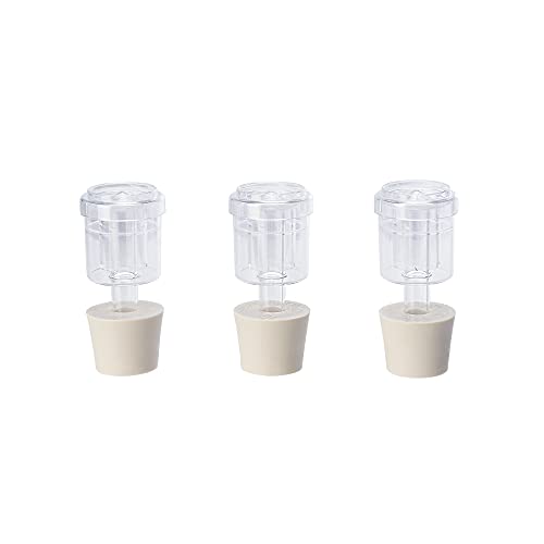 North Mountain Supply 2-Piece Airlocks with #6 Rubber Stoppers for Fermentation - Airlocks for Wine Making, Brewing Beer, and Fermenting Foods - (Pack of 3)