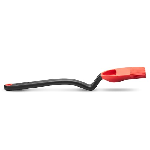 Dreamfarm Brizzle 3-In-1 Flexible Silicone Sit-Up Basting, Drizzle, Scooping Brush with In-Built Sauce Resevoir - Red | Sit-up, mess-free BBQ and pastry brush, flexible bristles, scoop and drizzle baster, holds 1 tbsp of liquid - color: Red