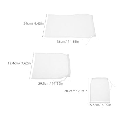 Mikinona 3 Pack Nut Milk Bags Reusable Fine Mesh Filter Bags with Drawstring for Juice Soy Milk Cold Brew Food Strainer 14.17X9.44 Inches