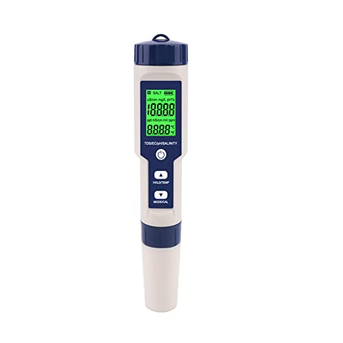 5 in 1 PH Meter Gomass 0.01 High Accuracy ph Tester Digital for Water TDS/EC/Salt/Temp/PH Pen, PPM Meter Water Tester Drinking Water, Hydroponics, Plants, Aquarium and Pool - color: blue