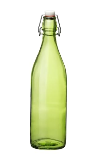 Bormioli Rocco Giara Green Glass Swing Top Bottle - color: Green, size: 33.8 Ounces