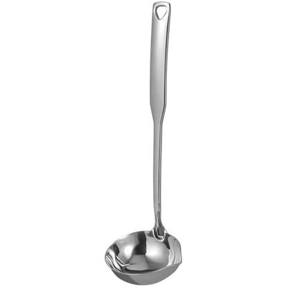 MAGICLULU Soup Ladle with Pouring Spout 12.00 Inch Long Handle Soup Spoon Deep Serving Spoon for Gravy Hot Pot Restaurant Kitchen Serving Utensil Hanging Hole