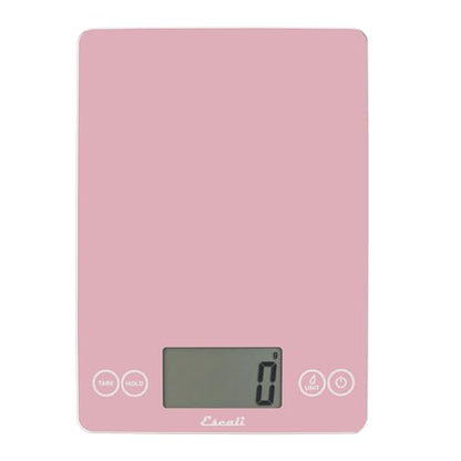 Escali Arti Glass Food Scale Digital Countertop Kitchen, Baking and Cooking Scale with Large Display, 15-Pound Capacity, 9" x 6.5" x .75", Classic Pink - color: Pink