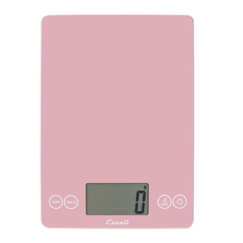 Escali Arti Glass Food Scale Digital Countertop Kitchen, Baking and Cooking Scale with Large Display, 15-Pound Capacity, 9" x 6.5" x .75", Classic Pink - color: Pink