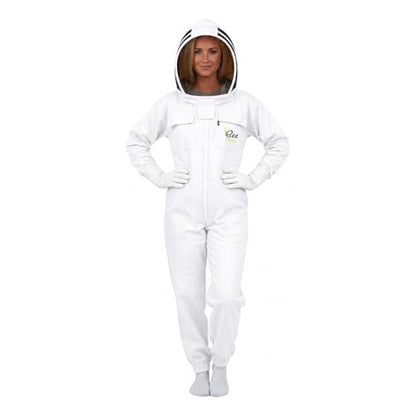 Bee Suit with Fencing Veil One Pair Gloves Polycotton Sting Proof Beekeeping Suit for Beekeeper - color: White, size: Large