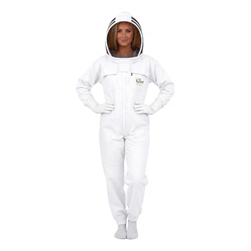 Bee Suit with Fencing Veil One Pair Gloves Polycotton Sting Proof Beekeeping Suit for Beekeeper - color: White, size: 4X-Large