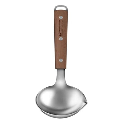 WAGENSTEIGER 7.87" x 3.94" Short Ladle with Wooden Handle & Spout, SUS304 Stainless Steel Head, Ergonomic & Durable Design, Ideal for Serving Soup, Stews & Sauces, Comfortable Grip