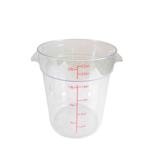 TrueCraftware- 22 Quart Clear Round Food Storage Container Polycarbonate- Commercial Reusable Food Container Canister with Measurement Markings for Meal Prep Pantry Kitchen - size: 22 Quart