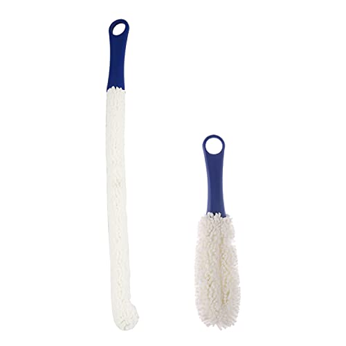 LJDJ Bottle Cleaning Brush - Set of 2 Different Sizes Flexible Bottle Scourer - Multi-Function Household Cleaning Tools for Cleaning of Wine Decanters, Goblets, Glasses, Cups - color: 2-pcs Long+short
