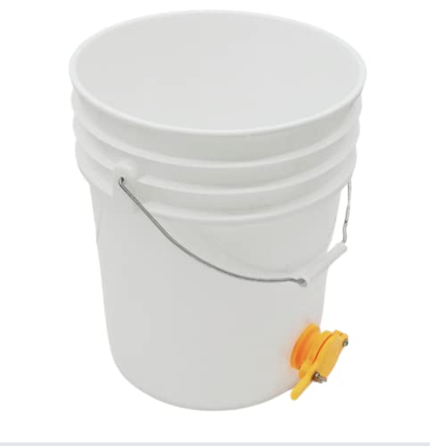 House Naturals Plastic 5 Gallon Honey Food Grade Bucket with Honey Gate for Beekeeping Apiary and Screw on Lid (White) - color: White