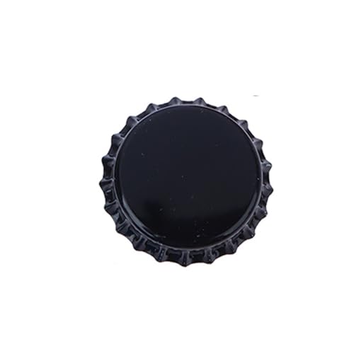 100PCS Tinplate Beer Bottle Caps Craft Beer Bottling Caps Oxygen Absorbing Seal Beer Bottle Caps DIY Home Brewing Tool(Black) - color: Black