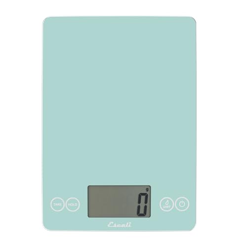 Escali Arti Glass Food Scale Digital Countertop Kitchen, Baking and Cooking Scale with Large Display, 15-Pound Capacity, 9" x 6.5" x .75", Classic Teal - color: Teal