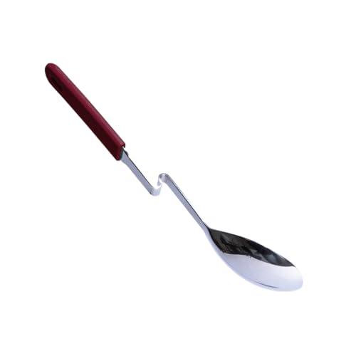Souper Cubes + Lori Greiner No Mess Stainless Steel Cooking Spoon with Silicone Handle - Stainless Steel Serving Spoon No Mess Design Hooks on Side of Any Pot - Cranberry - color: Cranberry, size: Spoon 1-Pack