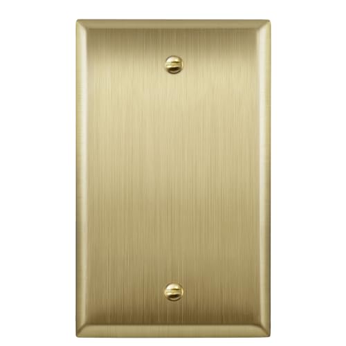 ENERLITES Blank Device Metal Wall Plate, Stainless Steel 201, Corrosive Resistant, Size 1-Gang 4.50" x 2.76", 7701-BB, Brushed Brass, Gold - color: Brushed Brass, size: Standard Size