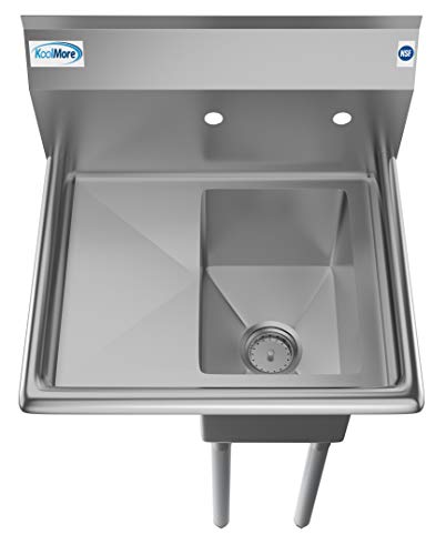 KoolMore 1 Compartment Stainless Steel NSF Commercial Kitchen Prep & Utility Sink with Drainboard - Bowl Size 10" x 14" X 10" - size: 1 Drainboard