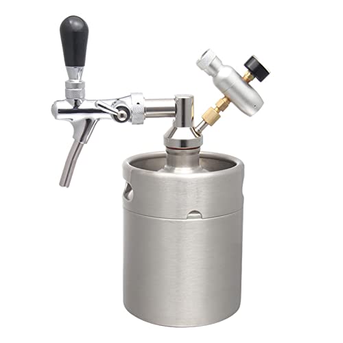 Portable Draft Keg System Stainless Steel Keg Mini Keg Draft System Stainless Steel Portable Mini Keg Dispenser Pressure Regulator Craft Beer Draft Home Brew,2L